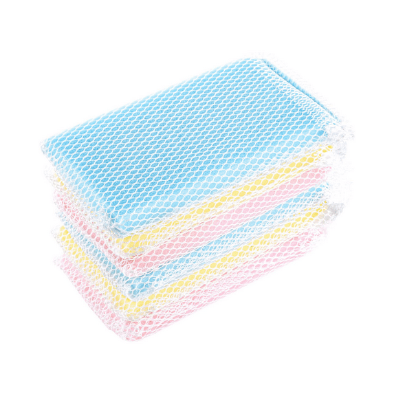 Happon 5 Pcs Multi-Purpose Mesh Net Kitchen Cleaning Dishwash Sponge Assorted Color Sponges