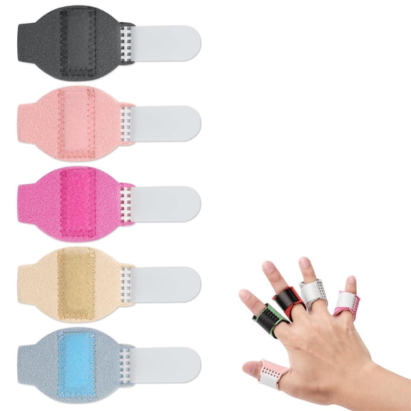 Happon 5Pcs Trigger Finger Splints,Finger Straightener Braces Kit, Single Straps Adjustable Finger Support for Broken/Straightening/Aarthritis, Finger Splint Support Brace Kit (5 Colors)