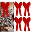 thumbnail image 1 of Happon 8.3'' x 16'' Large Christmas Bow Wreath Bows with Gold Edge Christmas Handmade Tree Topper Ornament Christmas Red Large Bowknot for Gift Wrapping,Xmas Outdoor Indoor Home Decor (Red,4 Pcs), 1 of 7