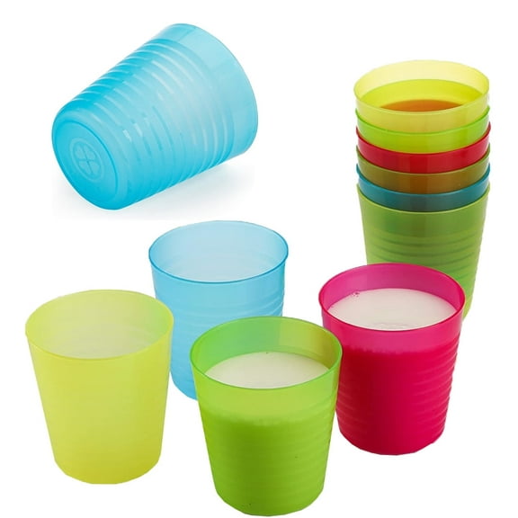 Happon 8 Oz Plastic Drinking Cups for Kids,Set of 24 Small Plastic Cups Reusable,Unbreakable Water Cups for Kitchen and Dining,Dishwasher and Microwave Safe