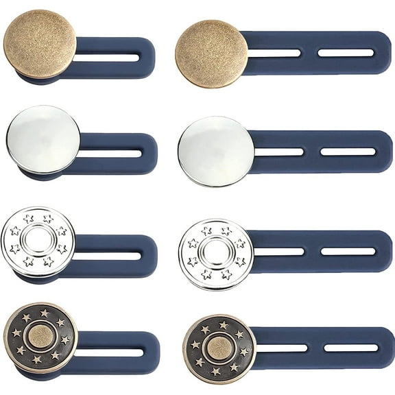 Happon 8 Pcs Pants Waist Extender, Adjustable Extended Button Jeans Button, Button Extender for Trousers, for Jeans, Collars, Cuffs, Dress Slacks