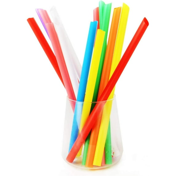 Happon Assorted Colors Jumbo Smoothie Straws for Home Bar Drink Boba Milk Tea, Pack of 100 Pieces