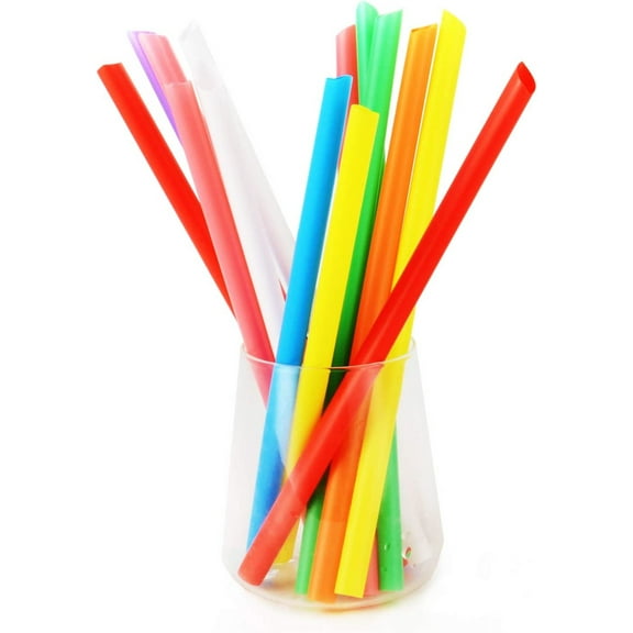 Happon Assorted Colors Jumbo Smoothie Straws for Home Bar Drink Boba Milk Tea, Pack of 100 Pieces