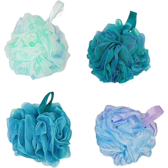 Happon Bath Shower Loofah Sponge 75g Bath Mesh Pouf Shower Ball Body Scrubber Exfoliating Bath Sponge for Women and Men, Set of 4