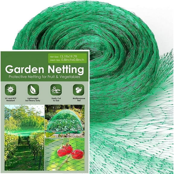 Happon Bird Netting for Garden (13ft x 19.68ft) Garden Netting Pest Barrier, Cicada Netting Protect Fruit Trees Bushes Vegetable Plant,Plastic Netting for Garden Against Birds, Squirrels(Green)