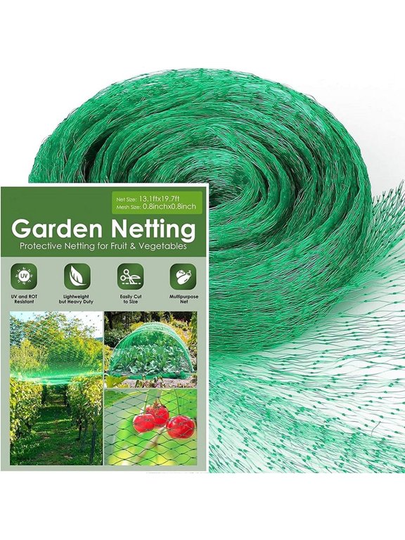 Happon Bird Netting for Garden (13ft x 19.68ft) Garden Netting Pest Barrier, Cicada Netting Protect Fruit Trees Bushes Vegetable Plant,Plastic Netting for Garden Against Birds, Squirrels(Green)