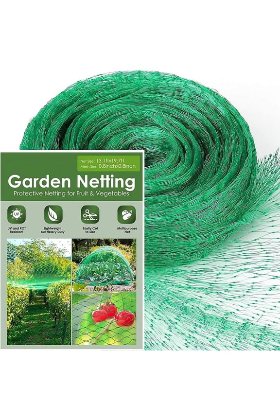 Happon Bird Netting for Garden (13ft x 19.68ft) Garden Netting Pest Barrier, Cicada Netting Protect Fruit Trees Bushes Vegetable Plant,Plastic Netting for Garden Against Birds, Squirrels(Green)