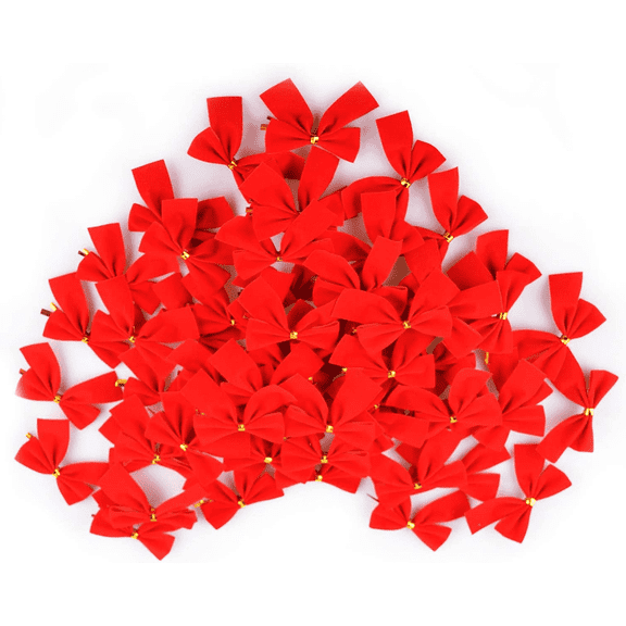 Happon Christmas Bows Ornaments for Xmas Tree Ribbons Glitter Bow, 12 Pcs Mini Bowknot Christmas Tree Hanging Decorations, Party Home Wreaths Gift Wrapping Supplies (Red)