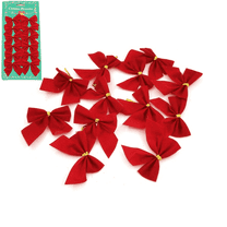 Happon Christmas Bows Ornaments for Xmas Tree Ribbons Glitter Bow, 24 Pcs Mini Bowknot Christmas Tree Hanging Decorations, Party Home Wreaths Gift Wrapping Supplies (Red)