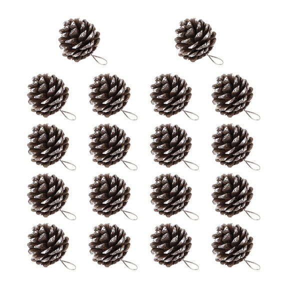 Happon Christmas Pine Cone Ornaments, 18 Pcs Pine Cone, Christmas Tree Snowflake Pine Cones Party Hanging Decoration