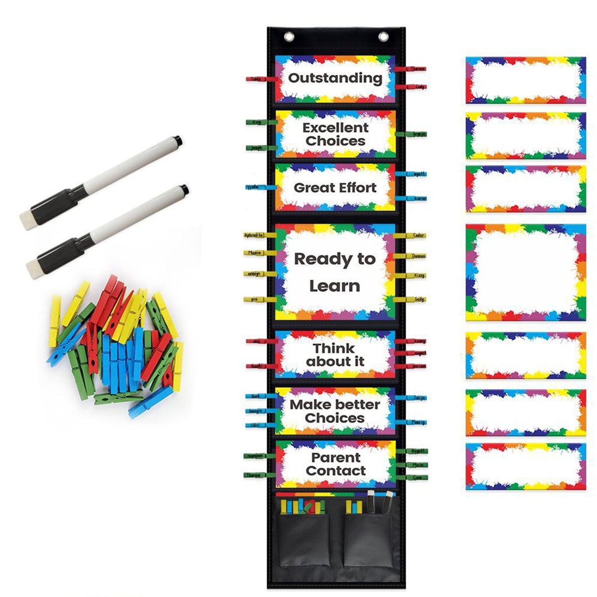 Happon Classroom Management Pocket Chart,Behavior Clip Chart for