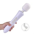 thumbnail image 1 of Happon Cordless Personal Wand Massager, USB Rechargeable Neck Shoulder Foot Handle Back Massager Device,10 Powerful Modes and 8 Speed Soft Silicone Electric Body Massager for Men Women (White), 1 of 7