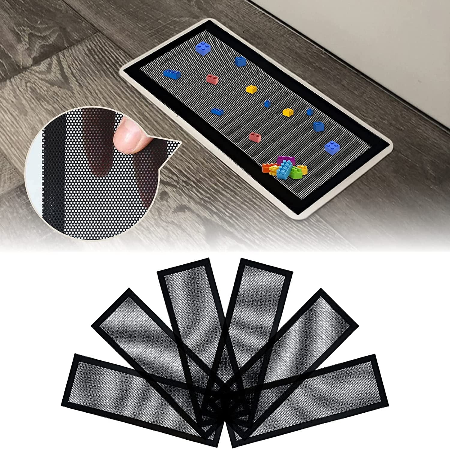 Happon Floor Register Vent Cover - 4"x10" Magnetic Air Vent Screen Mesh Cover, Perfect for Wall/Ceiling/Floor Air Vent Filters (Pack of 8)