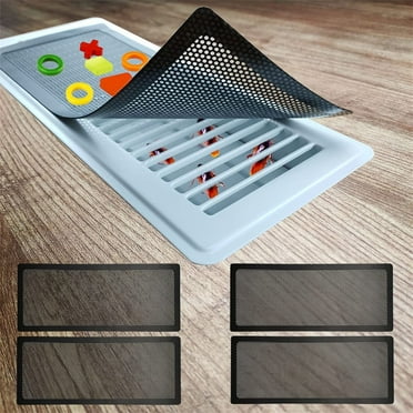 Happon Floor Vent Covers Rectangle Air Vent Screen Cover Magnetic Vent Mesh Floor Register Cover Plastic Vent Screen for Wall Ceiling Floor Catch Debris Hair Insect, Black (4 Pieces,4 x 10 inch)