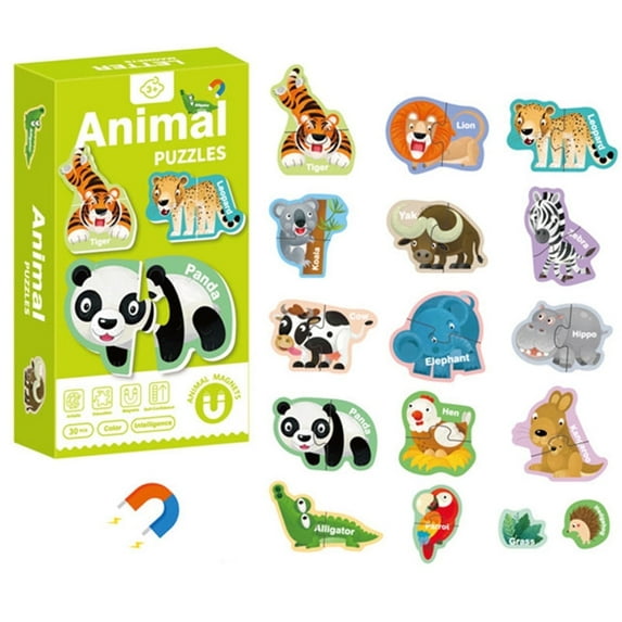 Animal Magnets for Kids,Happon Fridge Magnets for Toddlers,Magnetic Animal Refrigerator Magnets Educational Learning Toys for Kids