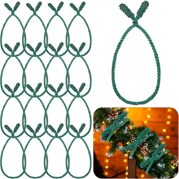 Happon Garland Ties, Christmas Decorative Twist Ties, Banister Ties, Garland Hanger,Christmas Garland Ties for Christmas Garland Banisters Tree Home Decoration(40CM,16 Pcs, Green)