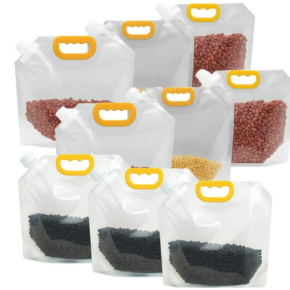 Happon Grain Storage Container,Multigrain Food Sealed Bags,10 Pack 1.5L Resealable Packaging Bags Transparent Pouches Portable Bag for Cereal Bean Nut Rice Tea