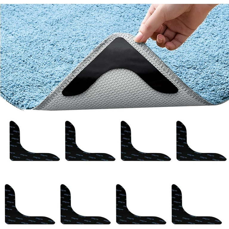Happon L-Shape Rug Gripper, Rug Grippers, Double Sided Washable Removable  Anti Curling Corner Carpet Holder, Non Slip Adhesive Rug Gripper for  Hardwood Floors and Tile 8 Pcs (Black) 