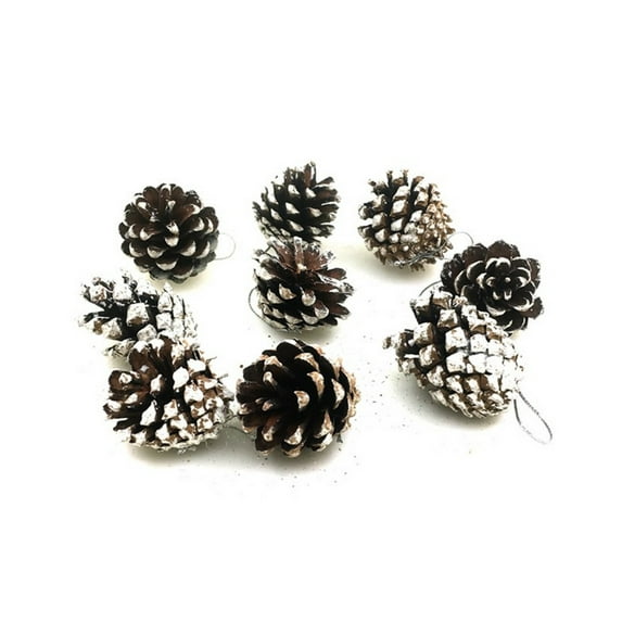 Happon Mini Pine Cones Ornaments - Tiny Pine Cones for Christmas Decor, Pinecone with Strings for Crafts Autumn Winter Wedding Decor Gift Tag (9 Pcs)