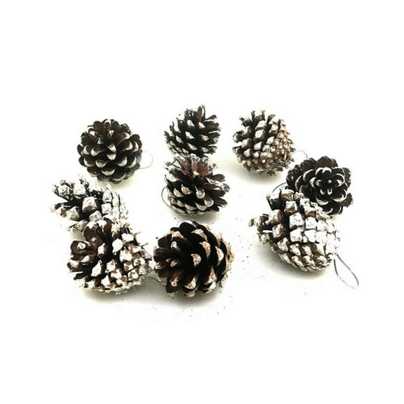 Happon Mini Pine Cones Ornaments - Tiny Pine Cones for Christmas Decor, Pinecone with Strings for Crafts Autumn Winter Wedding Decor Gift Tag (9 Pcs)