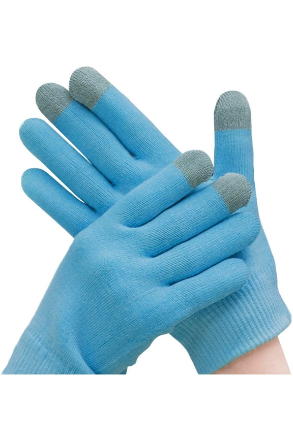 Happon Moisturizing Gloves with Touchscreen for Dry Cracked Hands Spa, Gel Lining Infused with Essential Oils and Vitamins Moisten Hands Skin [One Size Fits Women and Men, Blue