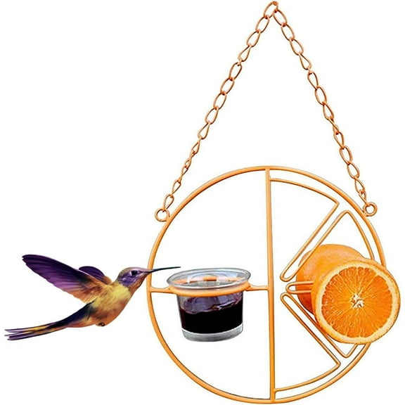 Happon Oriole Bird Feeders for Outdoors Jelly and Orange, Hanging Metal Bird Feeder with Glass Holder