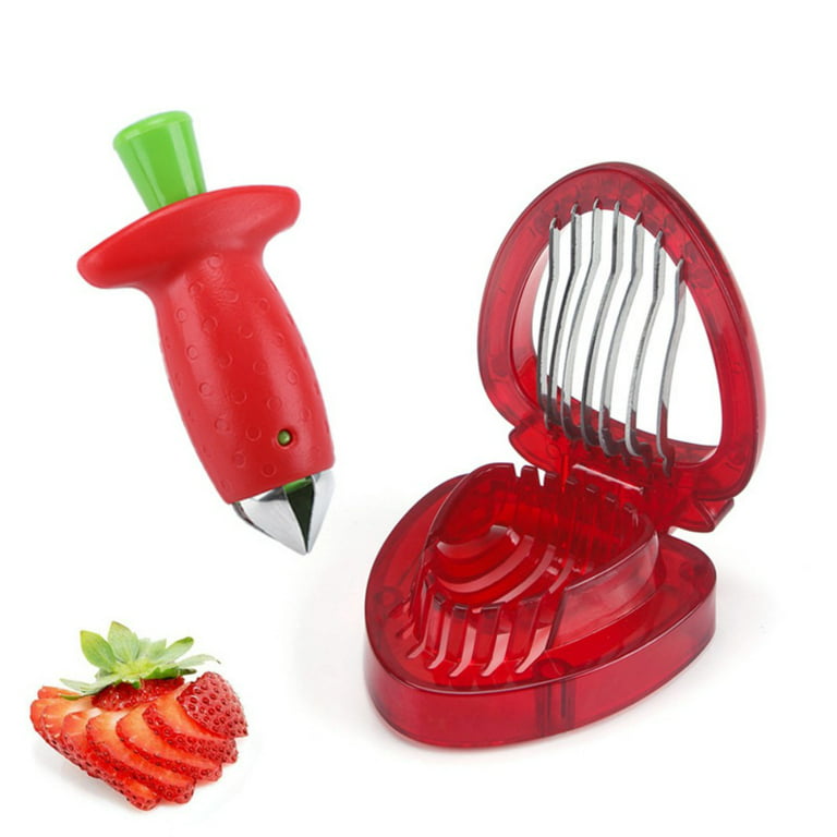 Happon Pack of 2 Strawberry Slicer, Fruit Tool, Kitchen Accessories Easy  for Slice Strawberries Red 