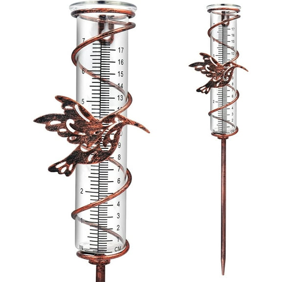 Happon Rain Gauge Outdoor, Hummingbird Rain Gauge, Replacement Detachable Rain Gauge with Stake for Yard, Lawn, Pathway, Patio