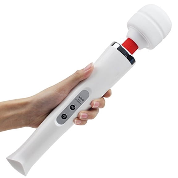 Happon Rechargeable Cordless Handheld Wand Massager, Personal Deep Massager with 10 Speeds for Shoulder, Leg, Muscles, Improves Blood Circulation & Relieve Full Body Pain (White)