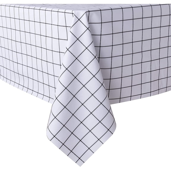 Happon Rectangle Tablecloth - 54 x 35 inch - Waterproof Oil Proof Spill Proof Table Cloth, Wipe Clean Table Cover for Dining Table, Buffet Parties and Camping, White Checkered
