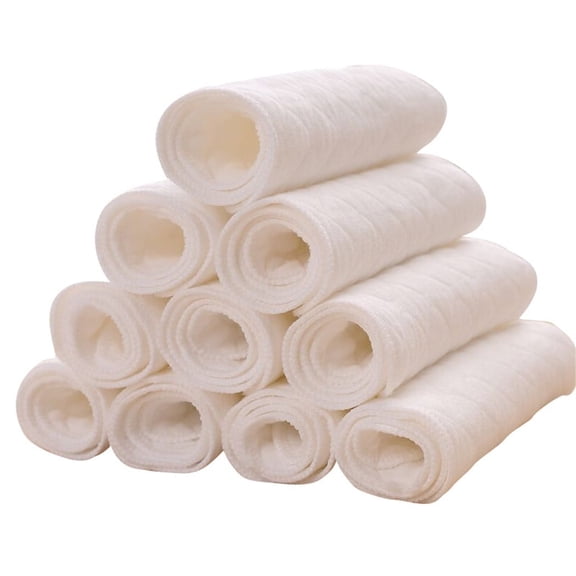 Happon Reusable Cloth Diaper Inserts, 30 Pcs Breathable Cotton Baby Nappies Newborn Washable Absorbent Nappy Liners for Babies and Toddlers White