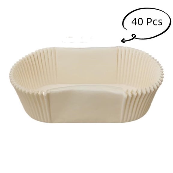 Happon Set of 40 Oval Cake Cups Disposable Baking Cups Cake Pan Wrap Paper Boat Shape Paper Liner Bread Loaf Party Supplies for Cakes Muffins White