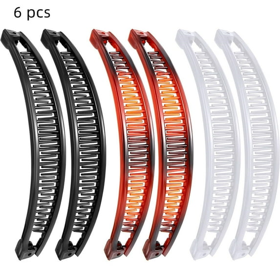 Happon Set of 6 Banana Hair Clips Banana Clips Hair for Women Vintage Large Bananas Hair Clip for Thick Fine Hair Banana Combs Barrettes