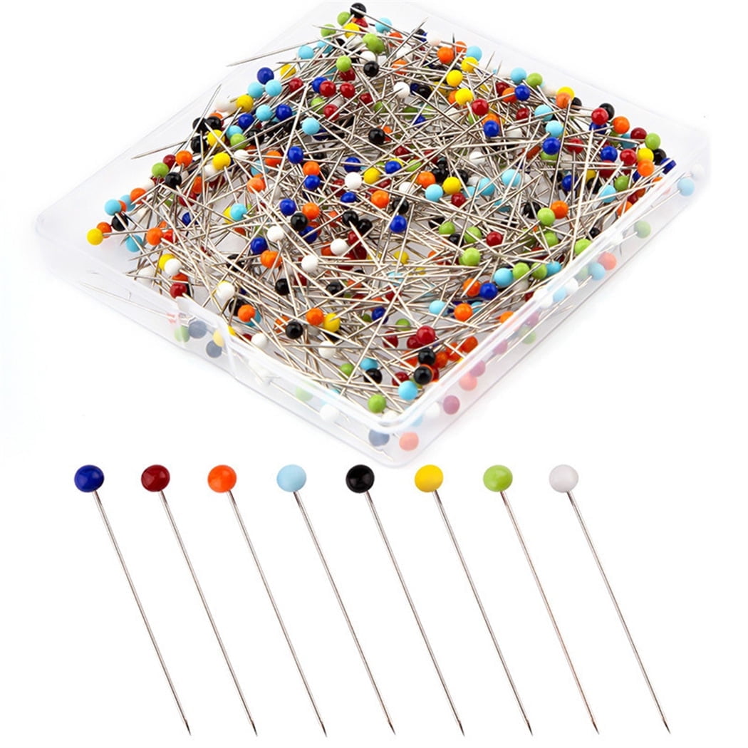 Happon Sewing Pins 250 Pcs 1.5 inch Straight Corsage Colored Pearl Head ...