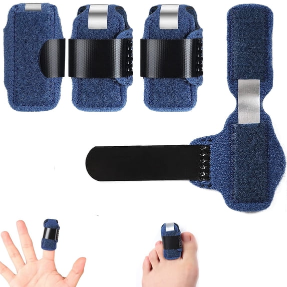 Happon Toe Splints,4 Pcs Toe Straightener Brace, Overlapping Toe Wrap, Toe Corrector Brace, Adjustable Trigger Finger Splint Foot Accessories for Women Man(Blue)