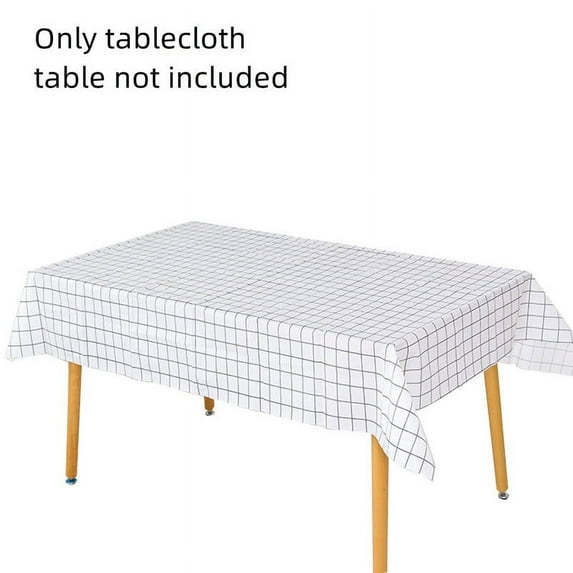 Happon Waterproof Table Cloth, Oil-Proof Spill-Proof Rectangle White Plaid Tablecloth, Wipeable Plastic Table Cover for Outdoor, Picnic, Camping