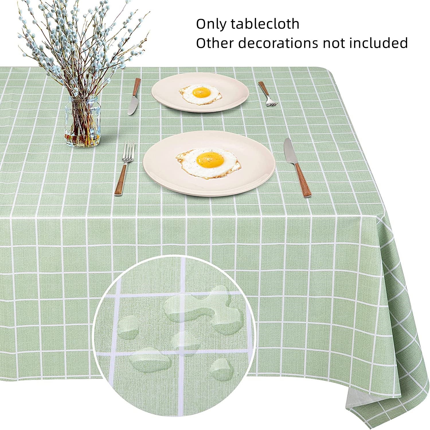 Happon Waterproof Tablecloth, Checkered Rectangle Oil Spill Proof Table