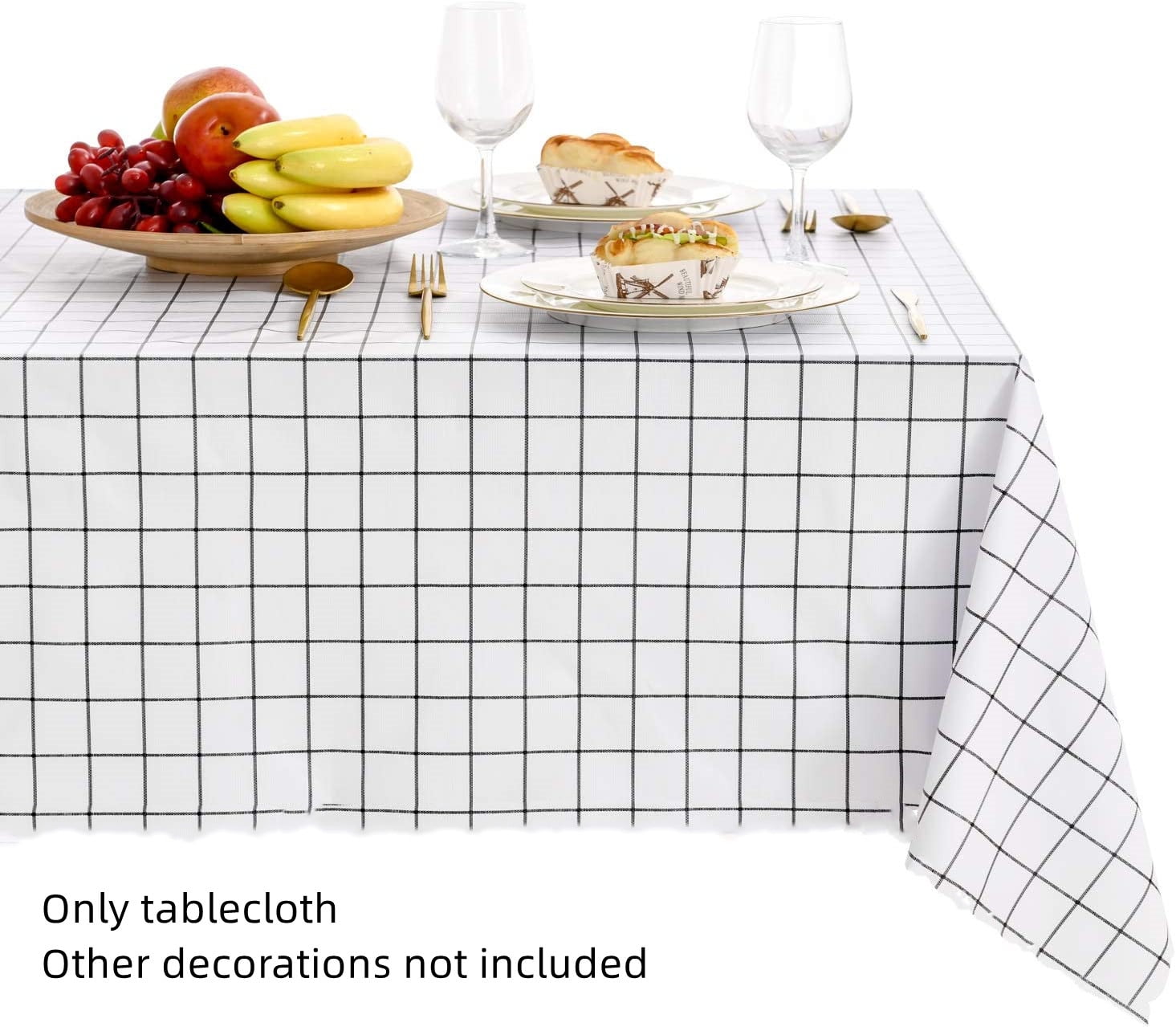 Happon Waterproof Tablecloth, Checkered Rectangle Oil Spill Proof Table