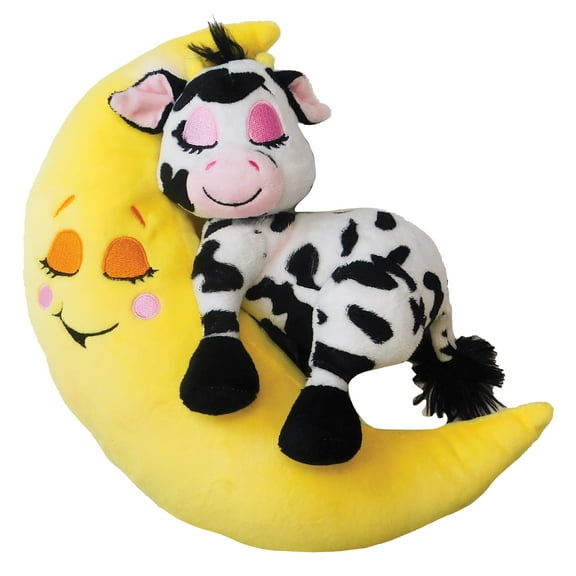 Happpy Nappers: Lullabrites Moon Pet - Cow - Lights & Sounds Plush, Sleeping Animal, Plays 3 Lullabies, Color Changing, Day & Night Soothing Toy, Kids