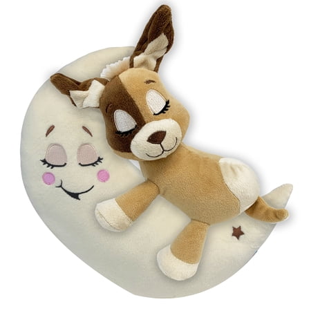 Happpy Nappers: Lullabrites Moon Pet - Dog - Brown & Tan - Light & Sounds Plush, Sleeping Animal, Plays Lullabies, Color Changing, Day-Night Toy, Kids