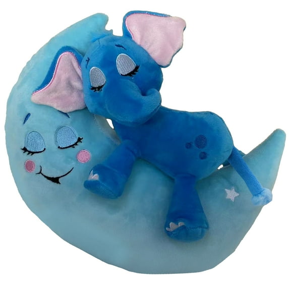 Happpy Nappers: Lullabrites Moon Pet - Elephant - Blue - Light & Sounds Plush, Sleeping Animal, Plays 3 Lullabies, Color Changing, Day-Night Toy, Kids