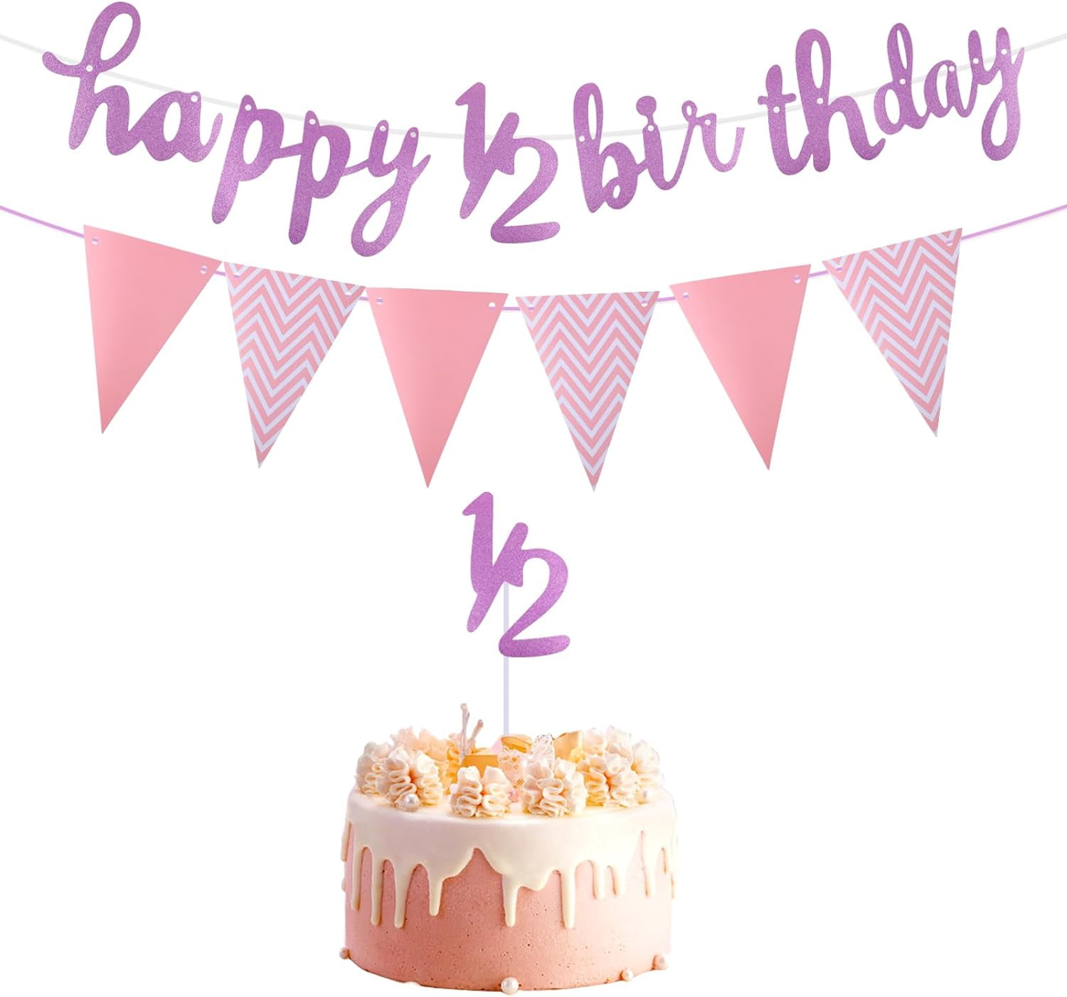 Happy 1/2 Birthday Banner Für Babys 6 Monate – Glitzer-Banner Für Halbjahresfeier & Fotoshooting