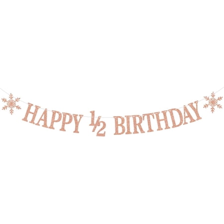 Happy 1/2 Birthday Banner, Snowflake 6 Months Birthday Sign, 1/2 Way to One, Winter Boys Girls 6 Months Birthday Party Decorations