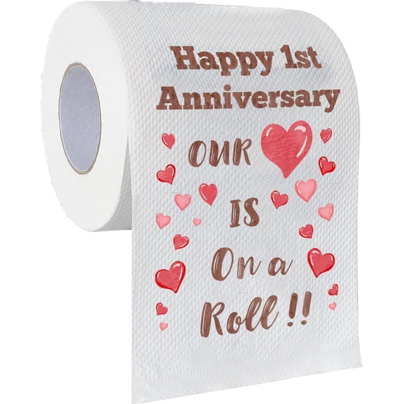 Happy 1 Year Anniversary Wedding Gifts Decorations For Him, One Year Anniversary, 1st Year Toilet Paper, First Anniversary Men Women Husband, Girlfriend, Boyfriend, Her, Wife, Couple (1 Roll)