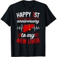 thumbnail image 1 of t-shirt Happy 1 Year Liver Transplant Anniversary Liver Recipient T-ShirtMen and women can wear, black T-shirts, gifts. Age: M,L，XL 2XL, 3XL, 4XL, 1 of 4