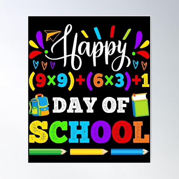 Happy 100 Day Of School Poster Wall Art, Modern Wall Decor For Living Room Bedroom, 8x12 UNFRAMED