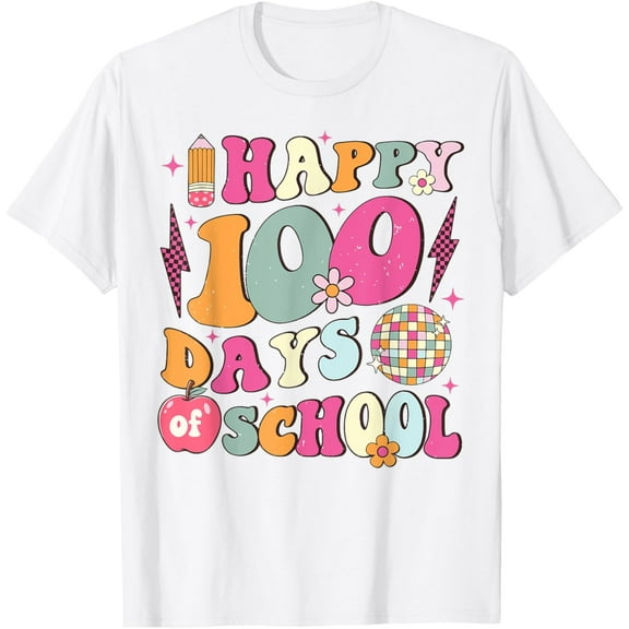 Happy 100 Days Of School Retro Disco 100th Day of School T-Shirt Shirts
