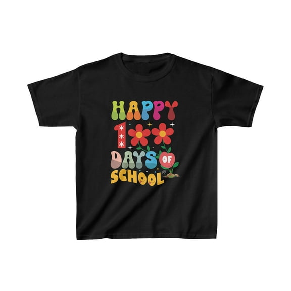 Happy 100 Days of School, Groovy Gildan, Kids Unisex Cotton™ T-Shirt