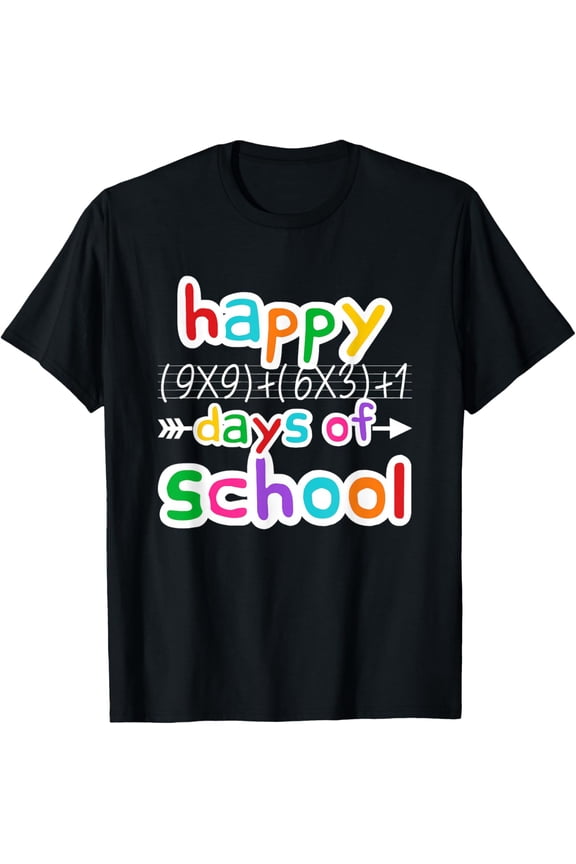 Happy 100 Days of School Math Formula Teacher Student Kids Boys Girls T-shirt