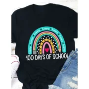 Happy 100 Days of School Rainbow Teacher T Shirt
